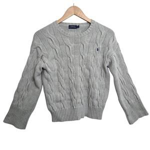 Polo Ralph Lauren Mens Cable Knit Gray Sweater SZ XS TP Crewneck Preppy Classic